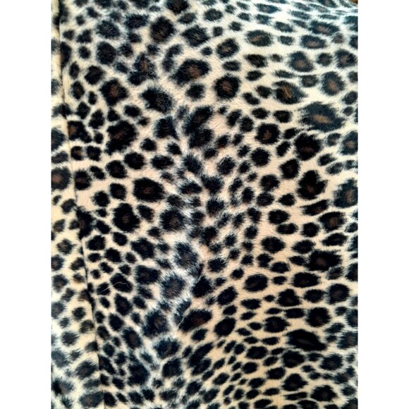 Vtg 80s Leopard Print Faux Fur Mob Wife Party Preppy Lined Medium Coat Pockets - Picture 3 of 11